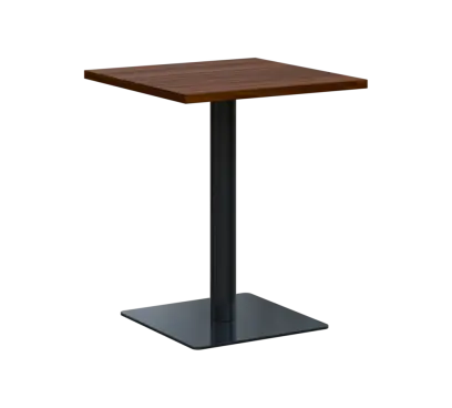 SQT 450 - 1 stůl hranlatý, deska 600x600 mm, síla 25 mm, trubková noha černá, ořech královský